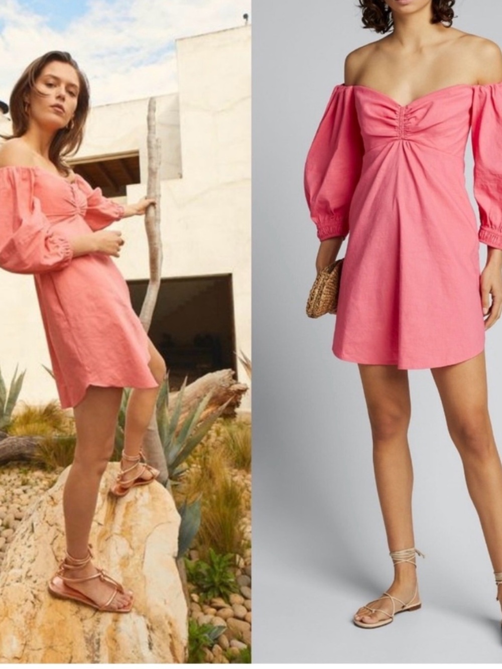 A.L.C. Off-Shoulder Mini Dress in Coral Pink